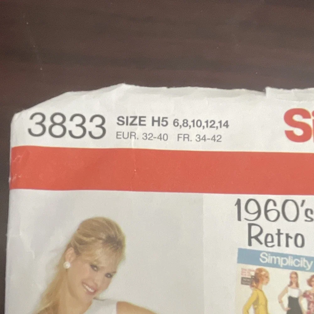 Simplicity 3833 1960s Retro Misses Petite Dress‎ Sewing Pattern Size 6-14 Uncut